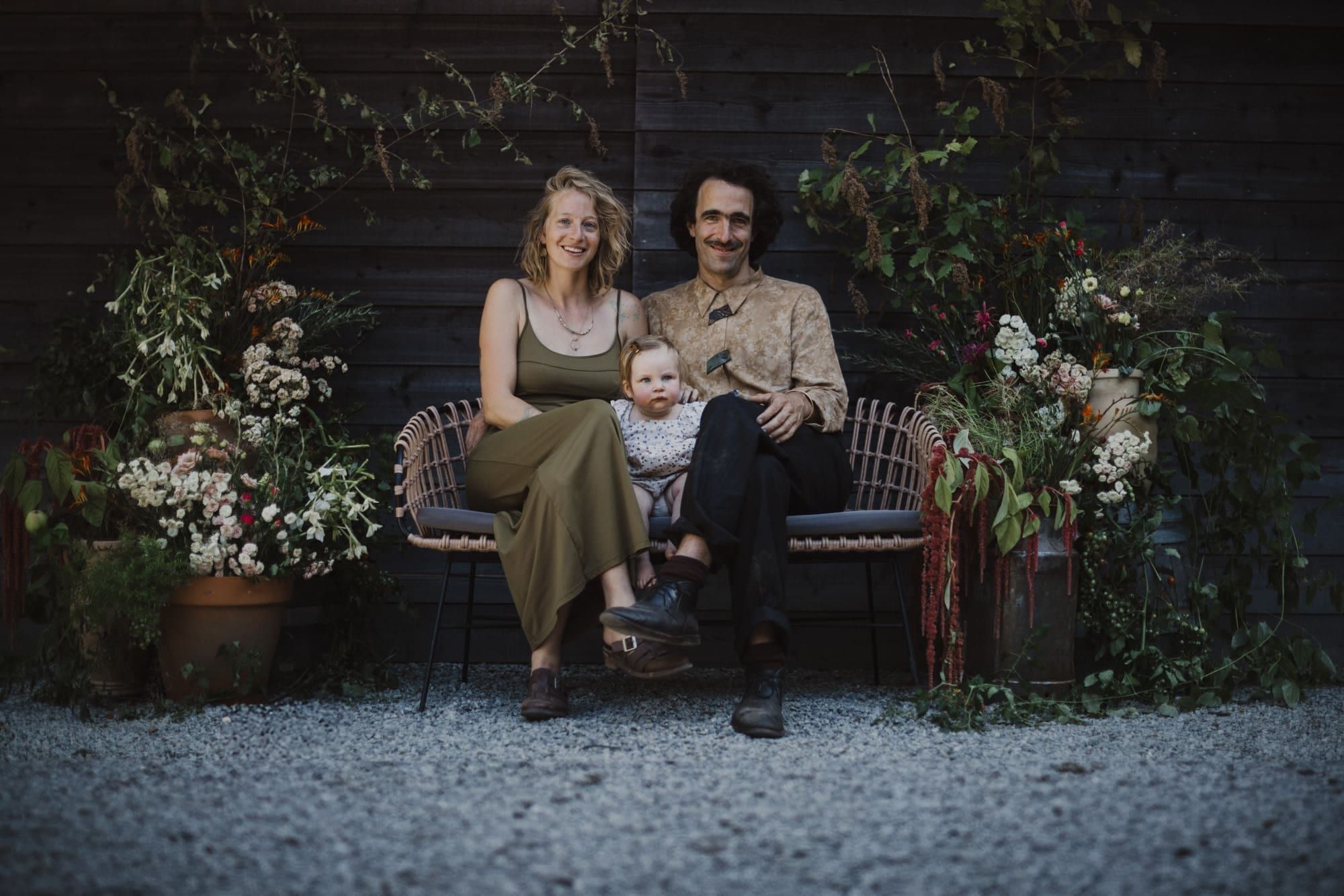 Family pose at Wedding Photo Booth on salt spring island