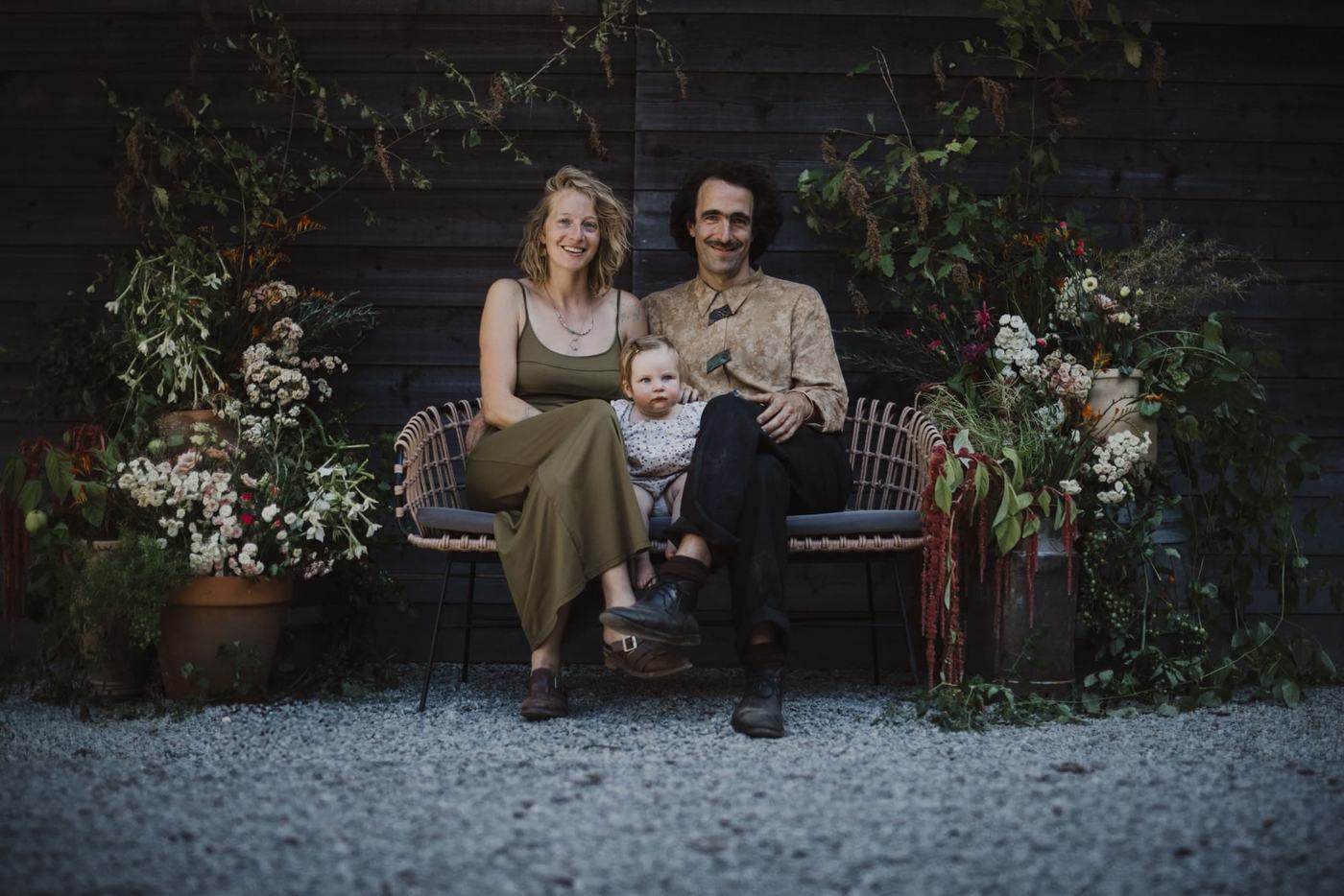 Family pose at Wedding Photo Booth on salt spring island
